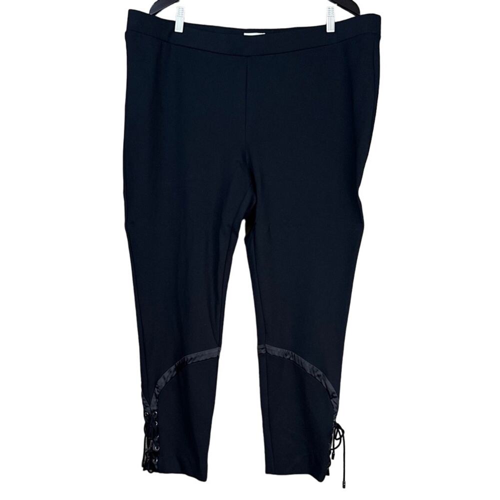 Haute Hippie Tribe Black Ponte Pants Lace Up Ankle SZ 2X